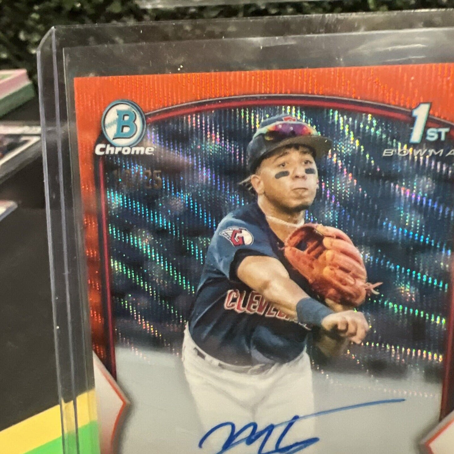 Maick Collado 2023 Bowman Chrome 1st Bowman 6/25 Orange Wave Auto Guardians