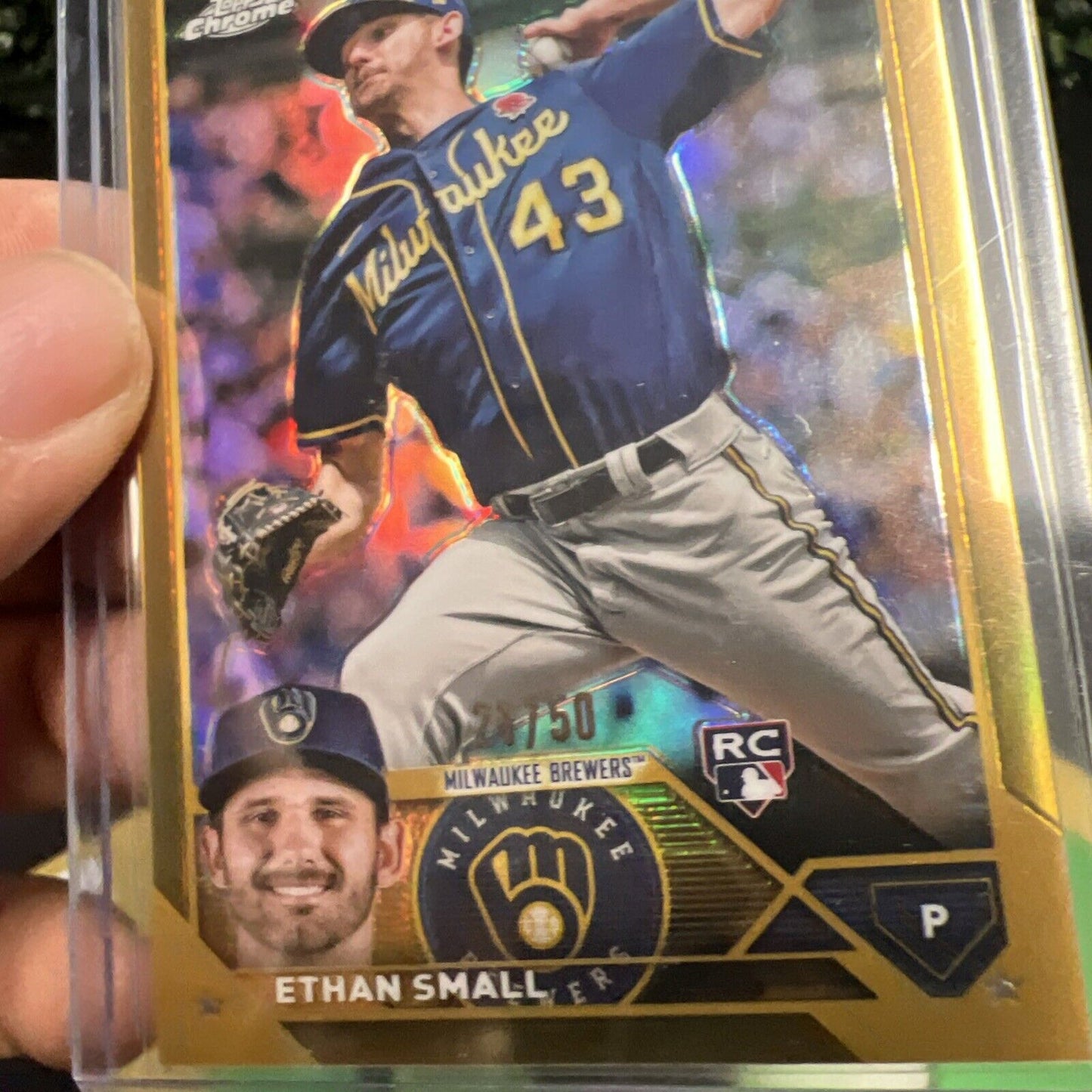 Ethan Small 2023 Topps Chrome Gold Wave Refractor /50 #46 Rookie RC