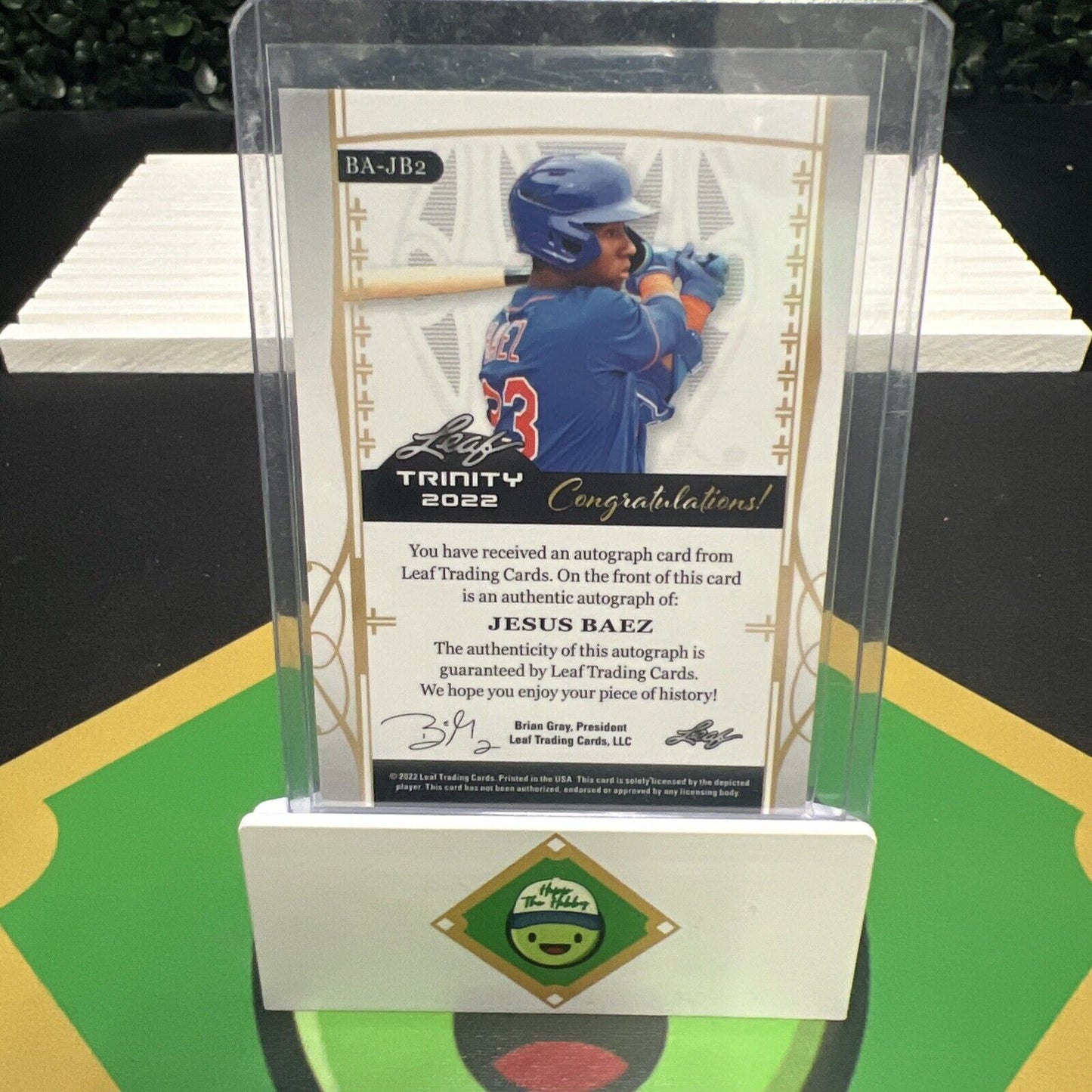 Jesus Baez 2022 Leaf Trinity Gold Spectrum Auto 6/7 BA-JB2 New York Mets