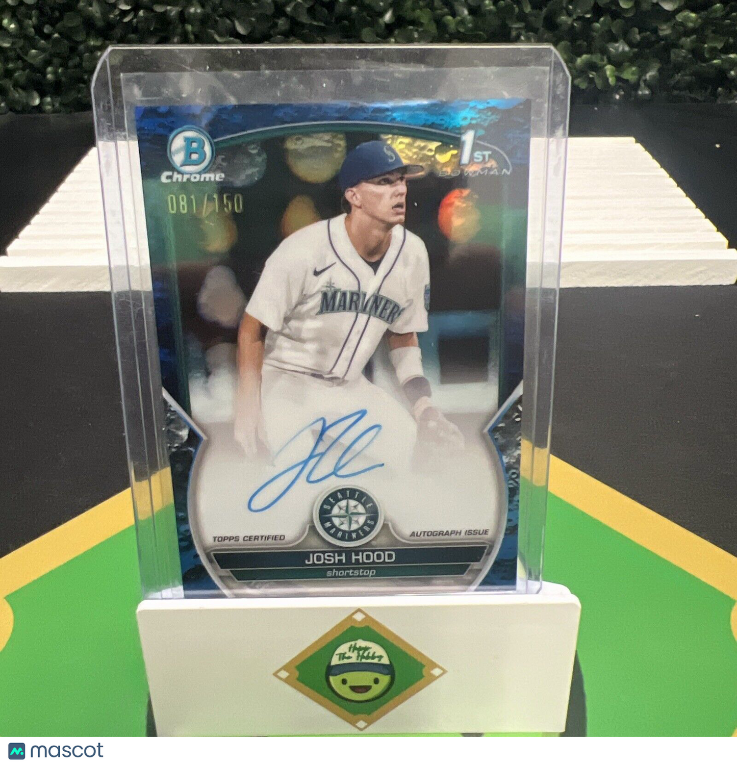 Josh Hood 2023 Bowman Chrome 1st Auto Blue Lunar Refractor /150 Seattle Mariners