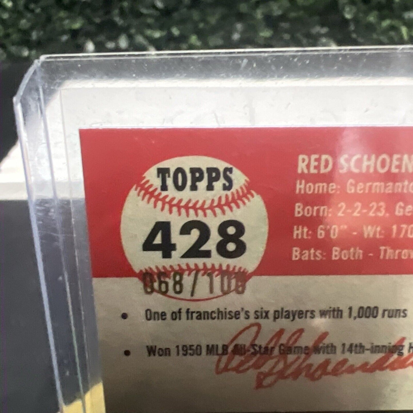 Red Schoendienst 2022 Topps Chrome Platinum Anniversary Red Refractor /100