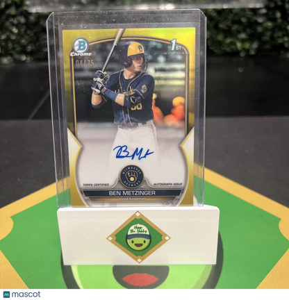 Ben Metzinger 2023 Bowman Chrome - Autographs Yellow Refractor #CPA-BM 4/75