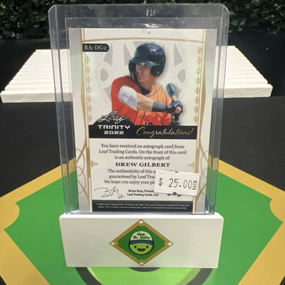 Drew Gilbert 2022 Leaf Trinity Baseball EMERALD SPECTRUM ROOKIE AUTO #/15