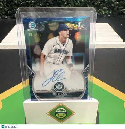 Josh Hood 2023 Bowman Chrome 1st Auto Blue Lunar Refractor /150 Seattle Mariners